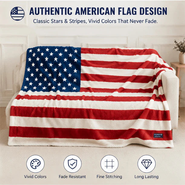 🇺🇸❤️American Flag Flannel Blanket — Ultra-Soft Flannel | Non-Shedding | Suitable for All Seasons | Available in Three Sizes
