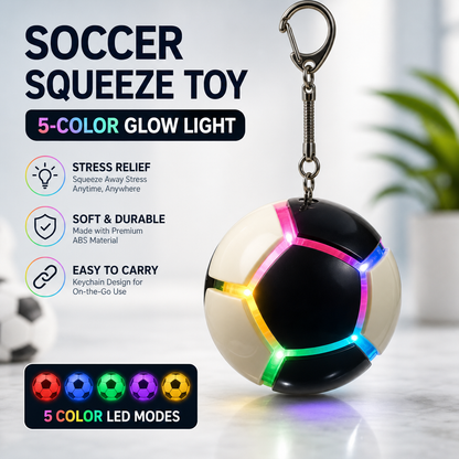 Mini Soccer Fidget Toy – Light-Up Squishy Stress Ball Keychain