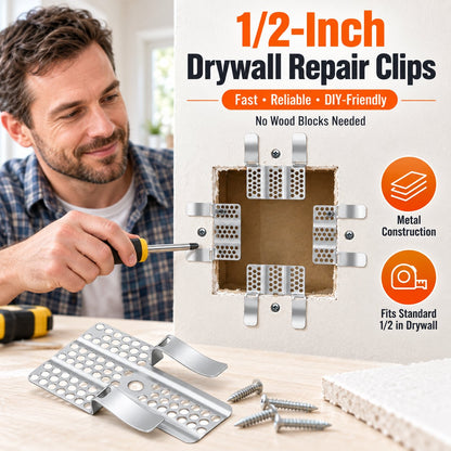🛠️ 1/2" Drywall Repair Clips with Screws — Easy Metal Backing for Wall Patches