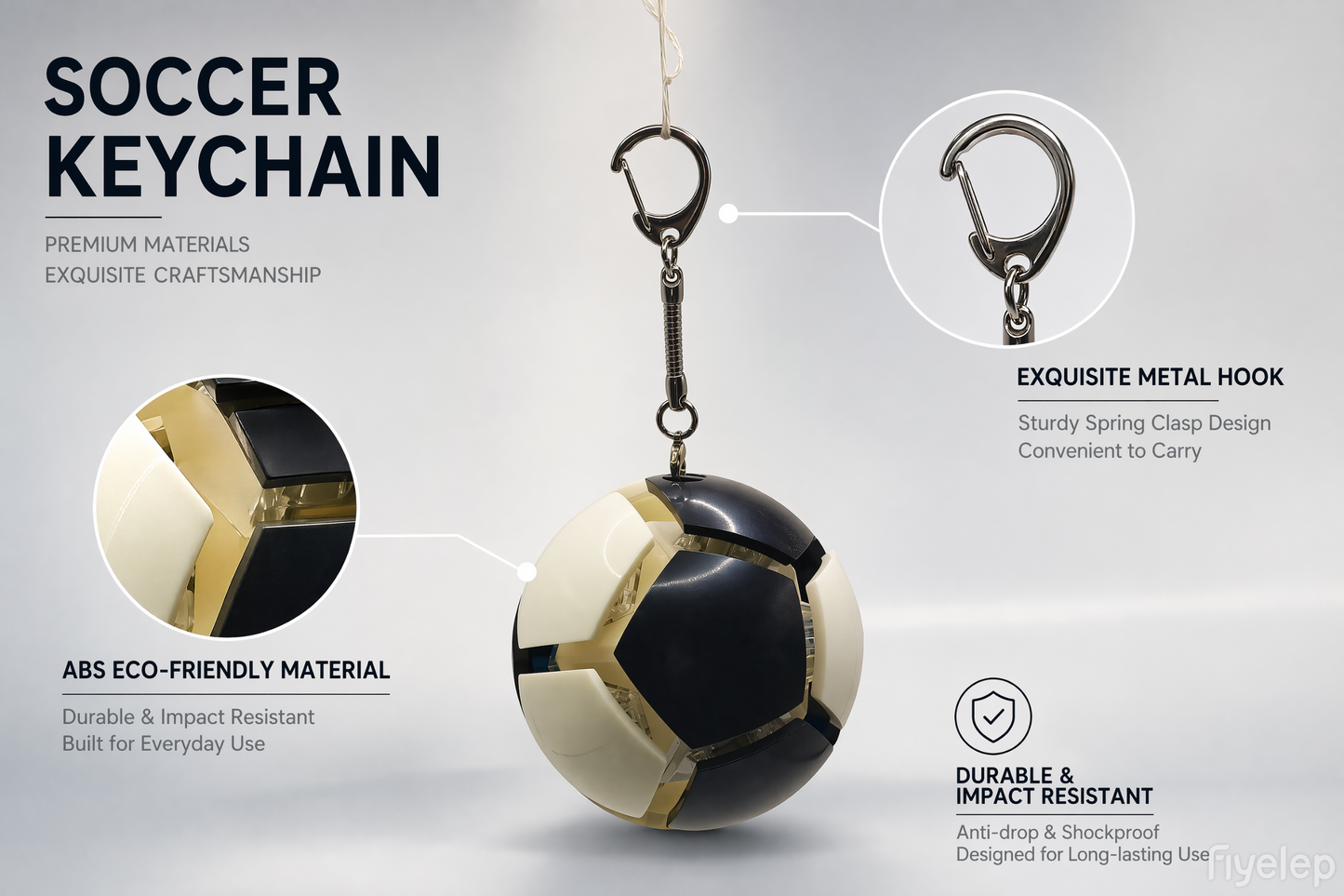 Mini Soccer Fidget Toy – Light-Up Squishy Stress Ball Keychain