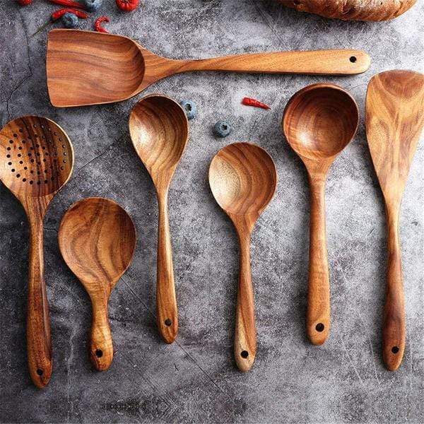 Premium Wooden Kitchen Utensil Set – Handcrafted Natural Wood Cooking Tools for Everyday Use
