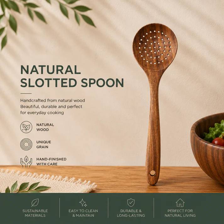 Premium Wooden Kitchen Utensil Set – Handcrafted Natural Wood Cooking Tools for Everyday Use