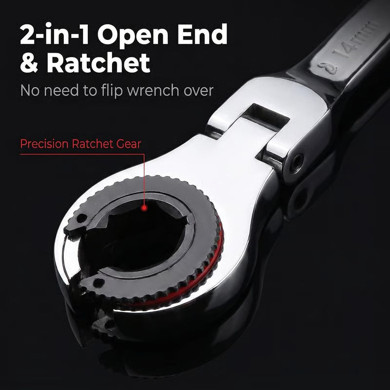 🔥HOT SALE🔥🔧 7-in-1 Ratcheting Flare Nut Wrench Set | 8-14mm Metric Line Wrench