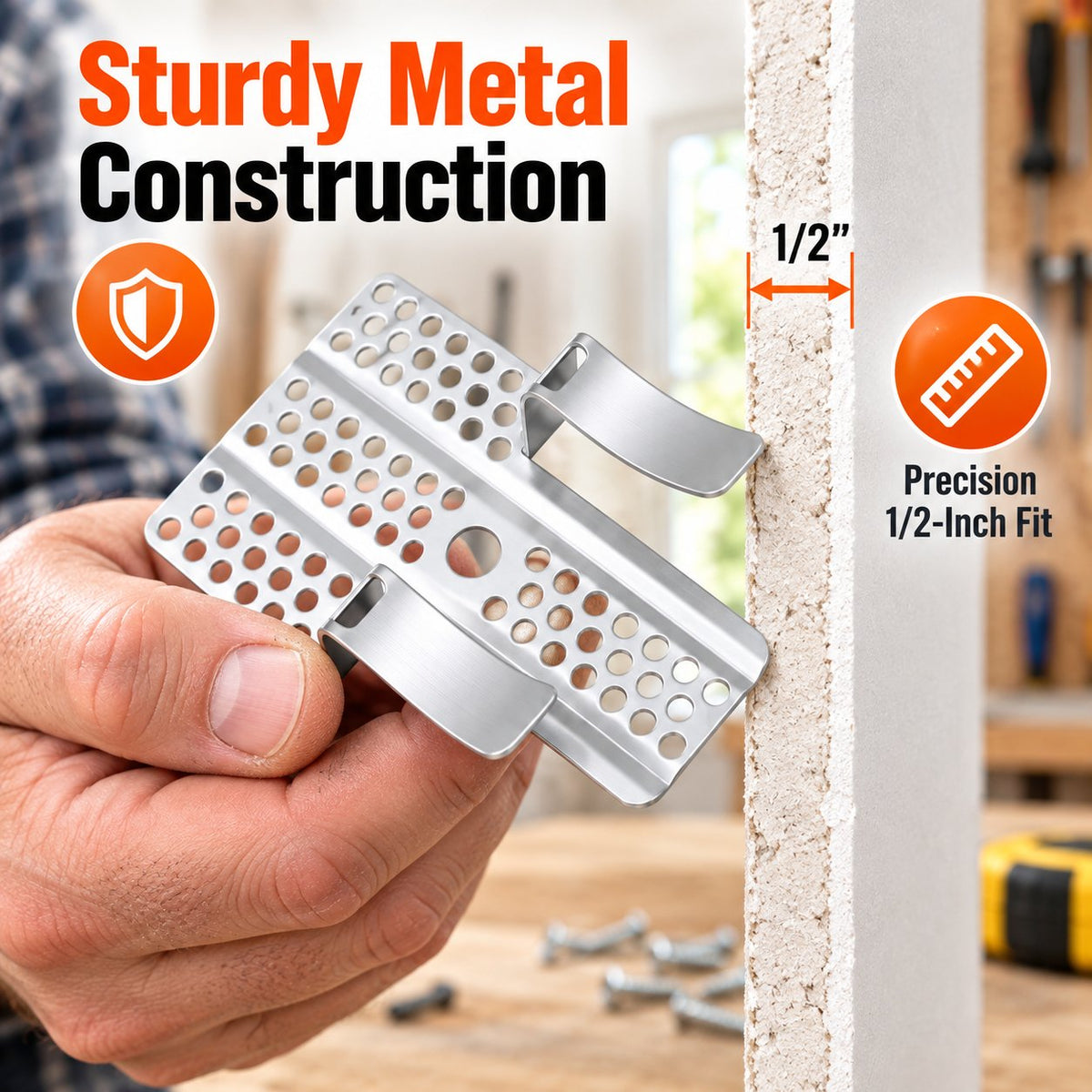 🛠️ 1/2" Drywall Repair Clips with Screws — Easy Metal Backing for Wall Patches