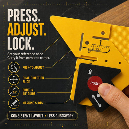 📍📐 Adjustable 45° Trim Marking & Measuring Tool – Fast Door & Window Casing Layout
