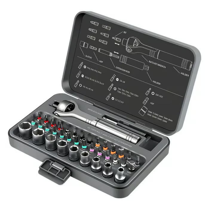 💯40-in-1 Universal Ratchet Screwdriver Set – 180° Adjustable Repair Tool Kit
