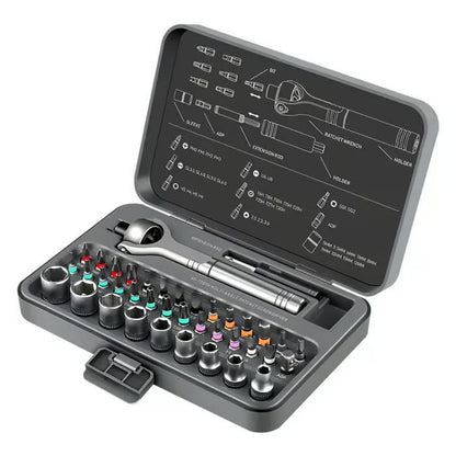 💯40-in-1 Universal Ratchet Screwdriver Set – 180° Adjustable Repair Tool Kit