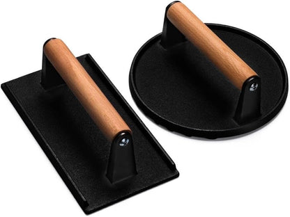 Smash Burger Press Set – Heavy-Duty Cast Iron Grill Press for Perfect Burgers, Bacon, Steak & Sandwiches