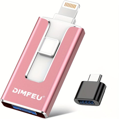High-Speed 4In1 USB Flash Drive for Iphone And More - One-Click Backup Secure Photo Stick with Password Security