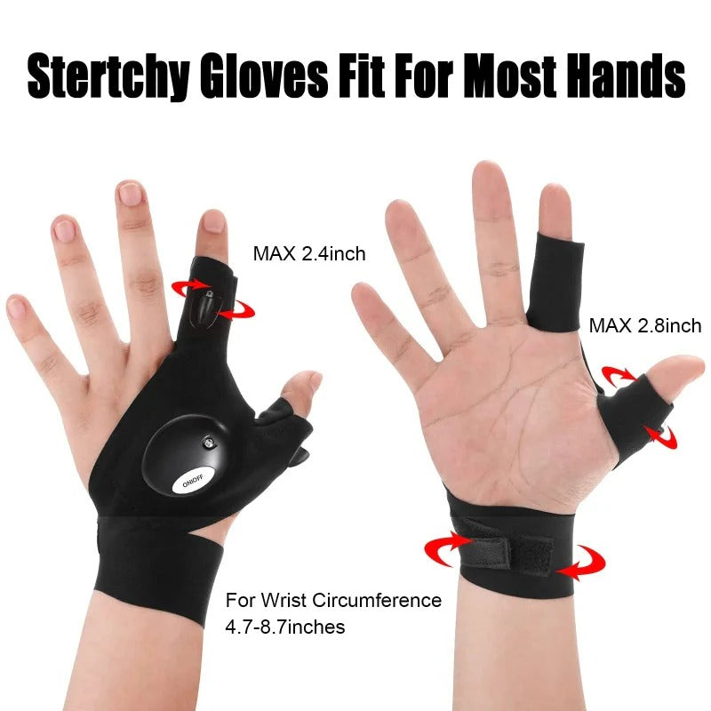 Hands-Free LED Flashlight Waterproof Gloves