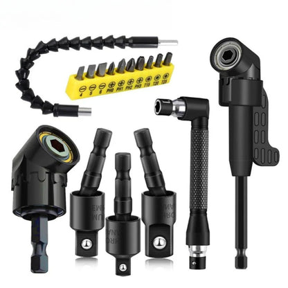17-Piece Flexible Drill Bit Extension & Right Angle Driver Set – 1/4" Hex Shank Make Tight-Space Drilling Easier