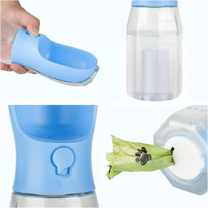 3-in-1 Dog Water Bottle – Portable Pet Water Dispenser with Food Container & Waste Bags for Walking, Hiking & Travel