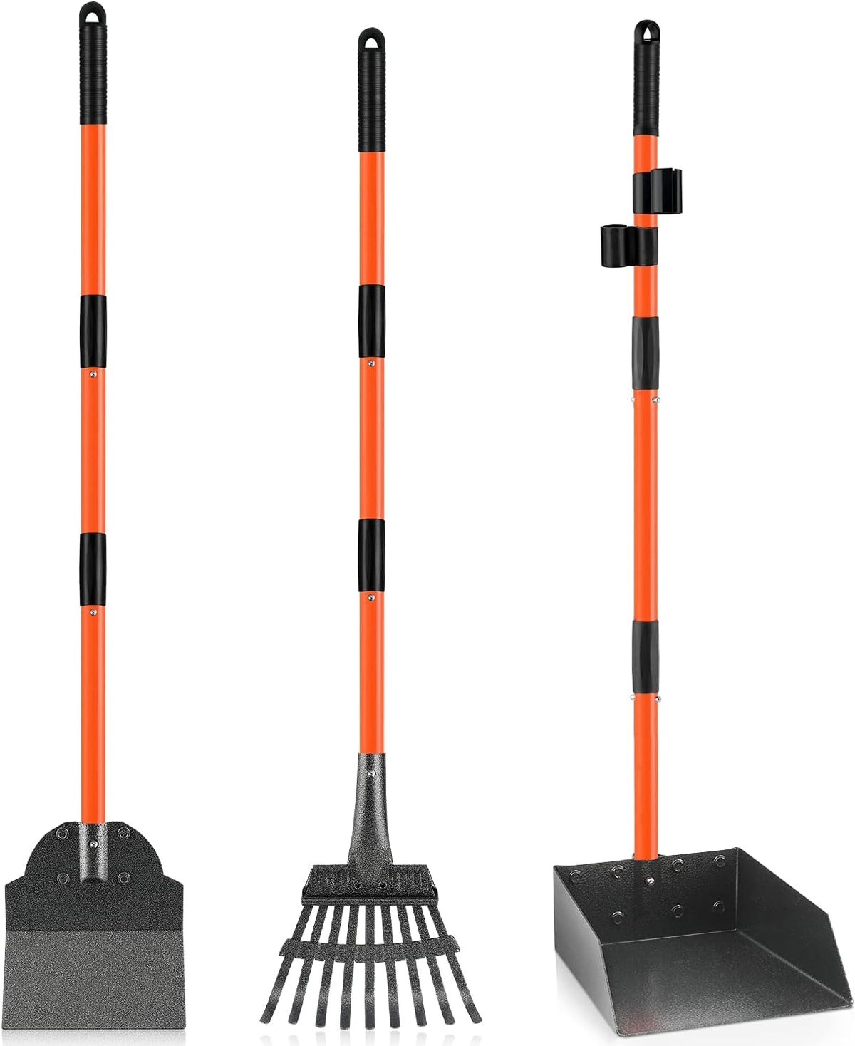 Heavy Duty Pooper Scooper for Dogs – Long Handle Detachable Rake, Tray & Spade Set | Easy Clean Waste Picker for Yard, Lawn & Outdoor Use