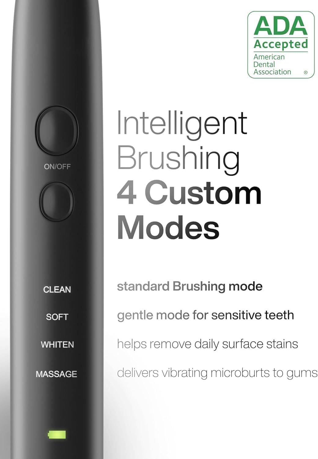 Get a Brighter Smile Faster – Sonic Electric Toothbrush with 40,000 VPM, 8 Brush Heads & Travel Case