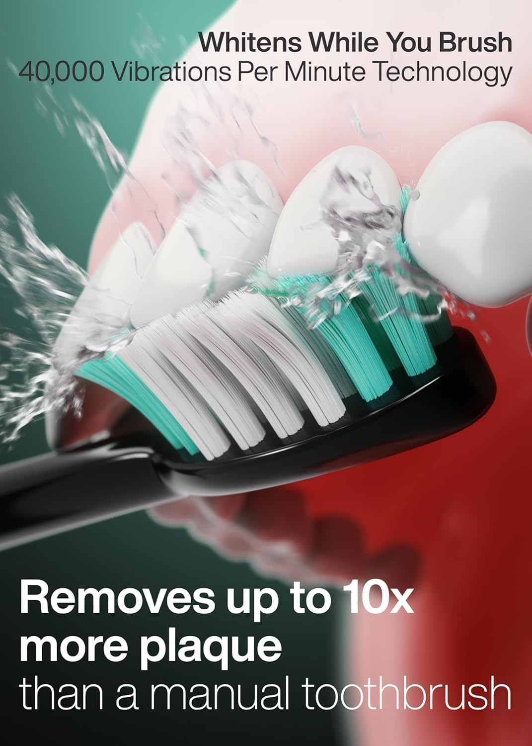 Get a Brighter Smile Faster – Sonic Electric Toothbrush with 40,000 VPM, 8 Brush Heads & Travel Case