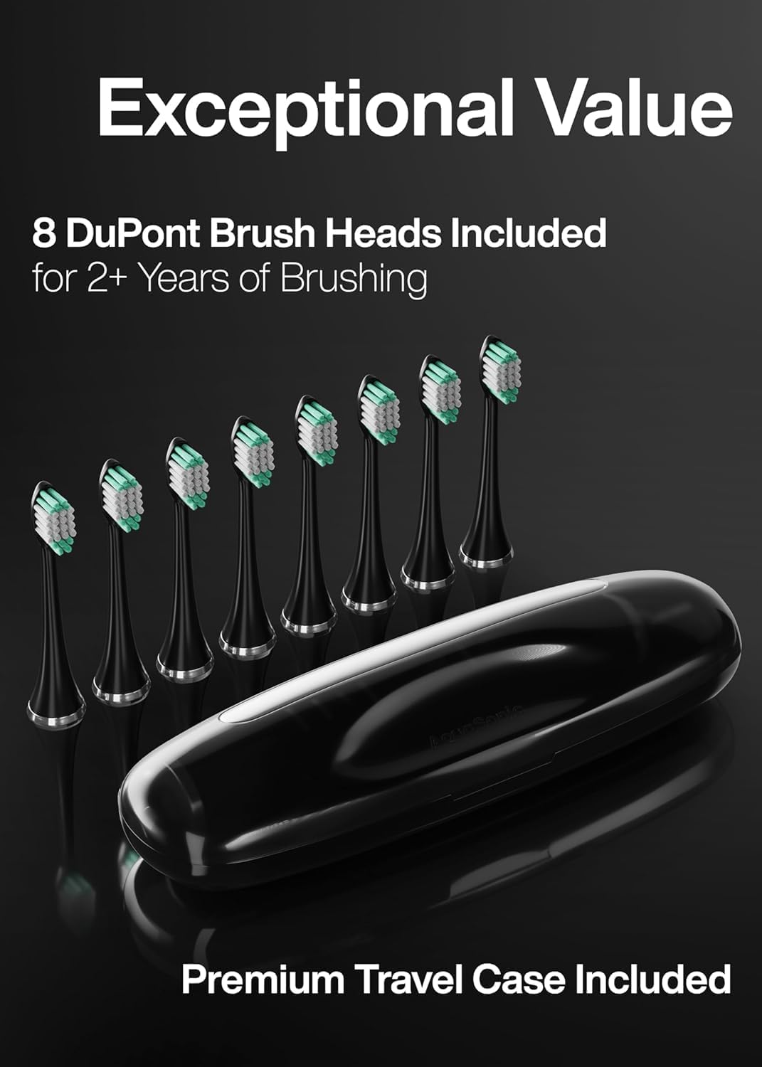Get a Brighter Smile Faster – Sonic Electric Toothbrush with 40,000 VPM, 8 Brush Heads & Travel Case