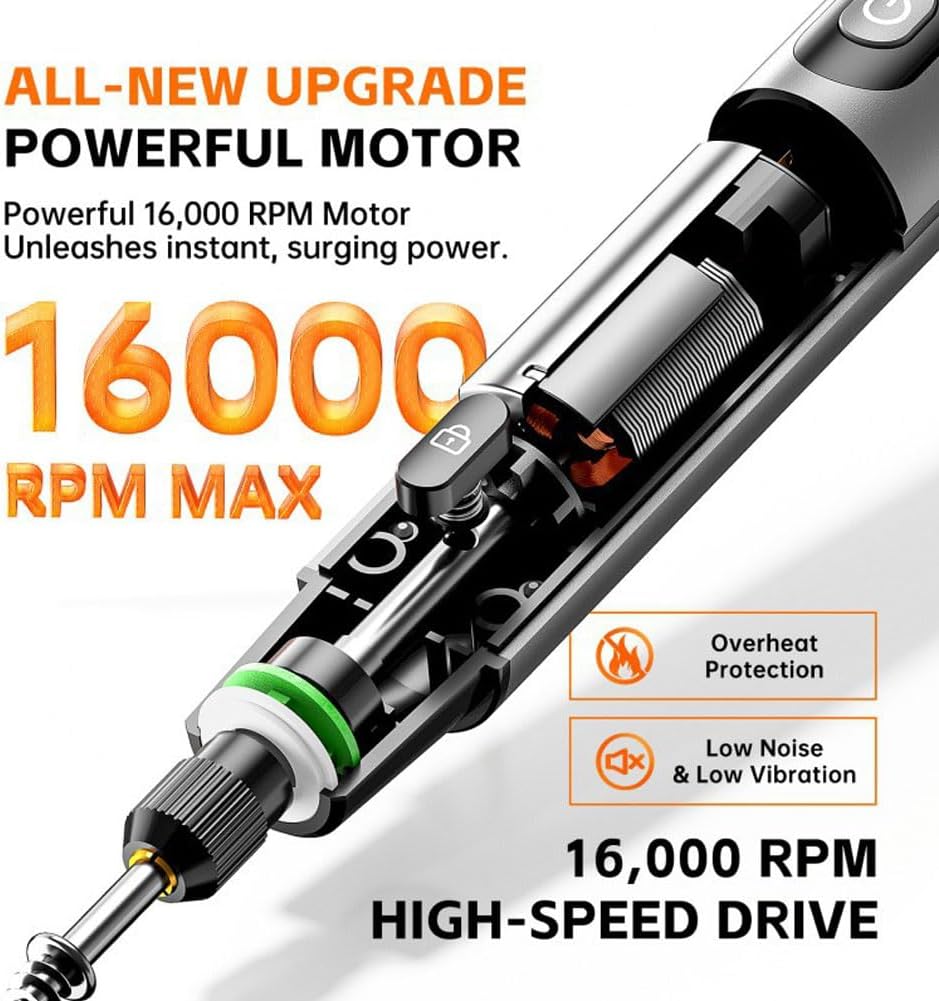Mini Rotary Tool Kit – Powerful Cordless Engraving & Polishing Tool with LED Light, Digital Display & Adjustable Speeds