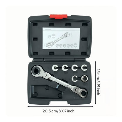 🔥HOT SALE🔥🔧 7-in-1 Ratcheting Flare Nut Wrench Set | 8-14mm Metric Line Wrench