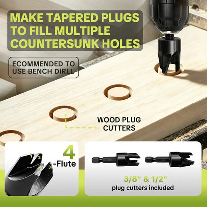💯5 PCS Adjustable Countersink Drill Bit Set, 1/4 Inch Quick-Change Hex Shank