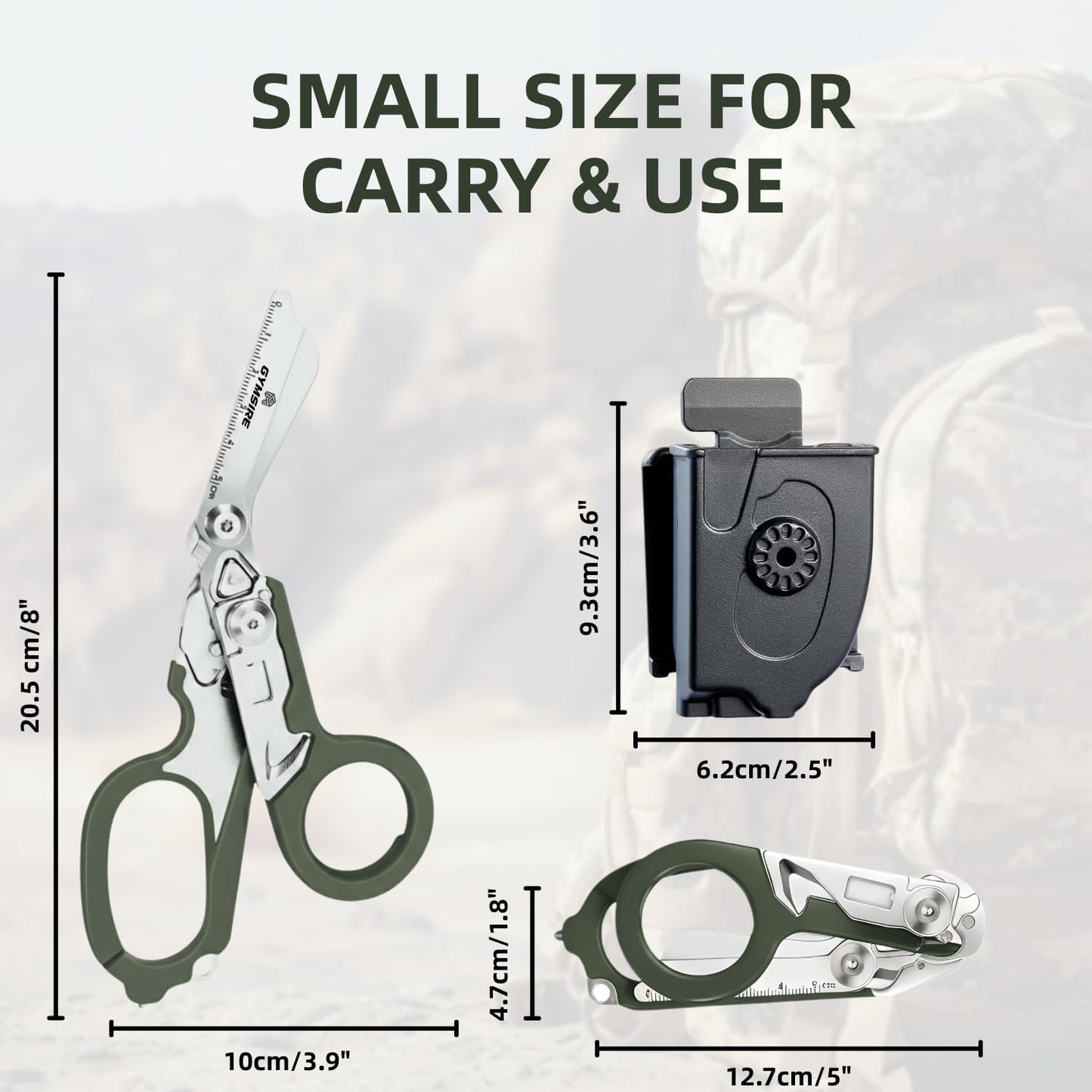 Tactical 6-in-1 Trauma Shears – Heavy Duty Foldable Emergency Scissors with Holster & Strap Cutter | Stainless Steel Survival Medical Shears