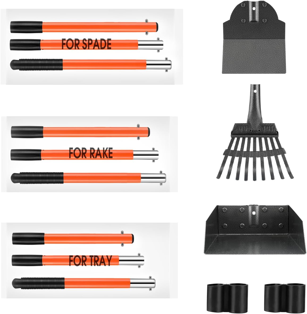Heavy Duty Pooper Scooper for Dogs – Long Handle Detachable Rake, Tray & Spade Set | Easy Clean Waste Picker for Yard, Lawn & Outdoor Use