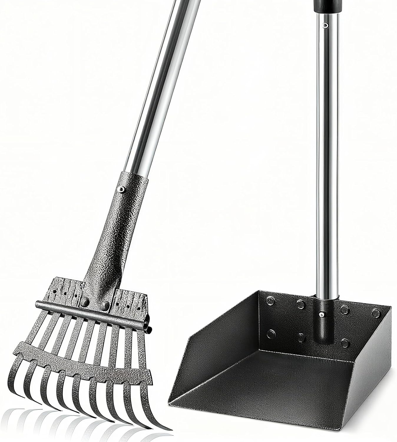 Heavy Duty Pooper Scooper for Dogs – Long Handle Detachable Rake, Tray & Spade Set | Easy Clean Waste Picker for Yard, Lawn & Outdoor Use