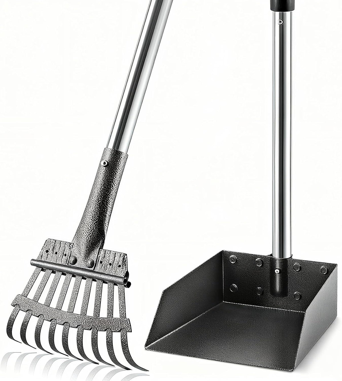 Heavy Duty Pooper Scooper for Dogs – Long Handle Detachable Rake, Tray & Spade Set | Easy Clean Waste Picker for Yard, Lawn & Outdoor Use