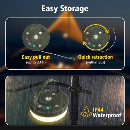 Ultimate Camping String Lights – 33FT Waterproof 100LED Tent Lights with Remote Control & Long-Lasting Rechargeable Battery