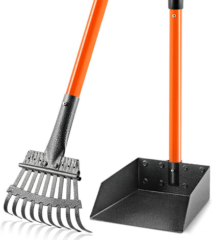 Heavy Duty Pooper Scooper for Dogs – Long Handle Detachable Rake, Tray & Spade Set | Easy Clean Waste Picker for Yard, Lawn & Outdoor Use