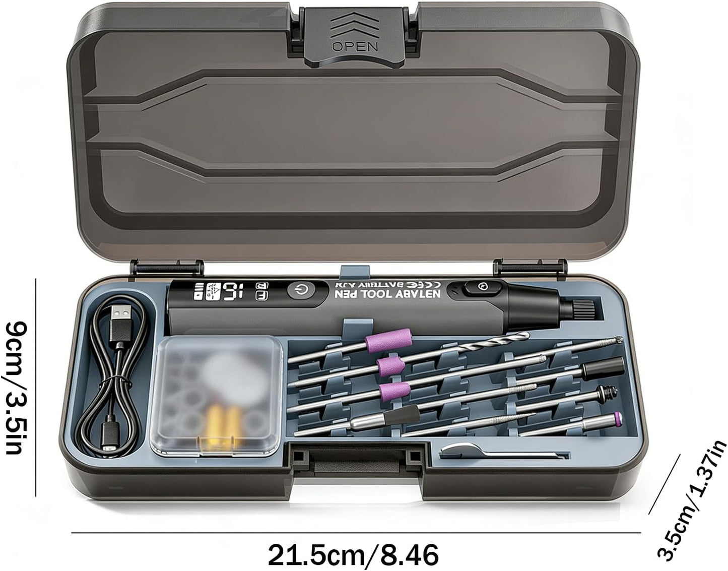 Mini Rotary Tool Kit – Powerful Cordless Engraving & Polishing Tool with LED Light, Digital Display & Adjustable Speeds