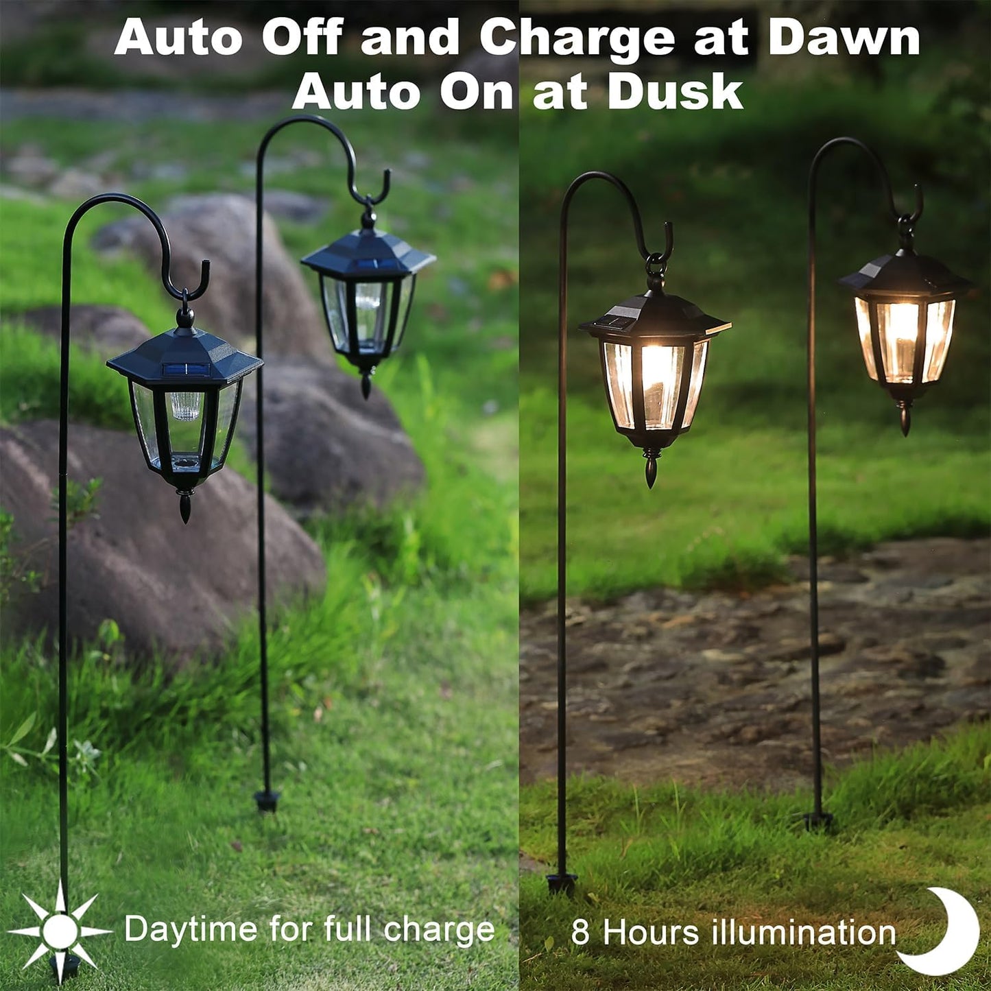 Solar Hanging Lanterns – Warm White Waterproof Garden Lights for Yard, Patio, Lawn & Walkway Decor