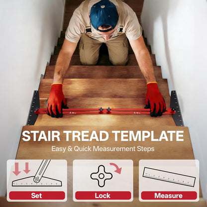 Professional Stair Tread Gauge Tool – Adjustable Aluminum Template Jig for Accurate Stair Measurements & Perfect Cuts