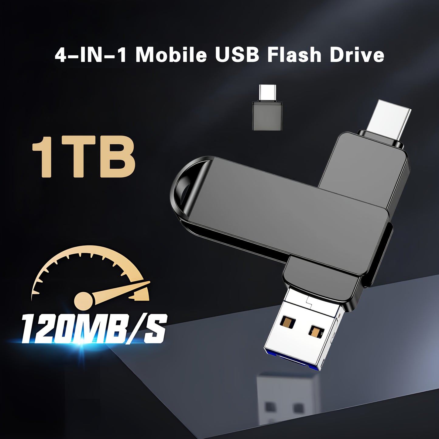 1T Mobile Flash Drive Large Capacity, 4-In-1 Interface, Suitable for Various Mobile Photo Sticks, External Storage Memory Stick, Compatible with Various Brands And Interface Models, File And Photo Transfer Between Android Phones, Various Tablets