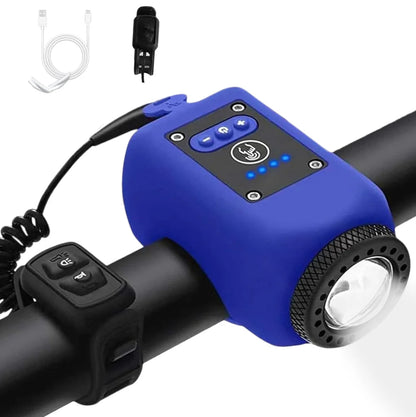 Bike Safety Light & Horn – USB Rechargeable COB Headlight with Remote Control and Multiple Lighting Modes