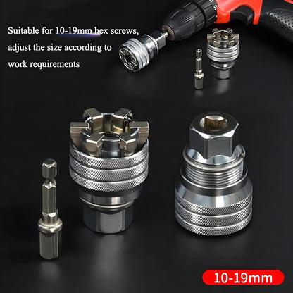 Upgraded Universal Socket Adapter – Multifunction Adjustable Socket Wrench Tool for 3/8" Drive Ratchets & Electric Drills