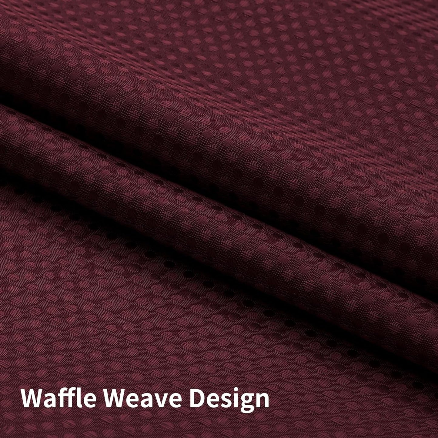 No-Hook Shower Curtain Set – Easy Install Waffle Fabric Curtain with Snap-In Waterproof Liner & Viewing Window