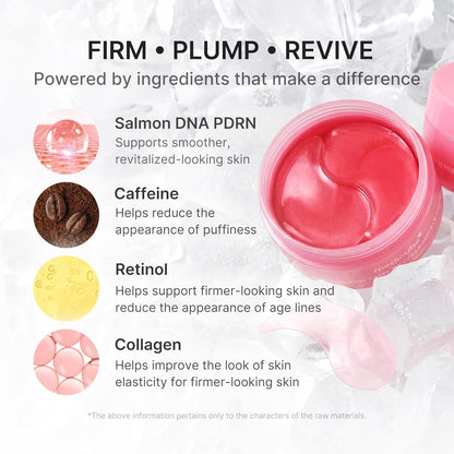 Age-Defying Collagen Eye Patches – Firming Gel Eye Masks with PDRN, Caffeine & Retinol for Brighter Under Eyes