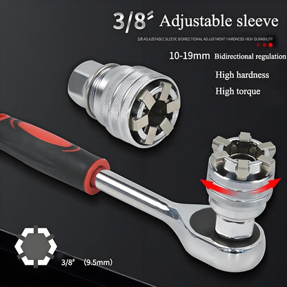 Upgraded Universal Socket Adapter – Multifunction Adjustable Socket Wrench Tool for 3/8" Drive Ratchets & Electric Drills