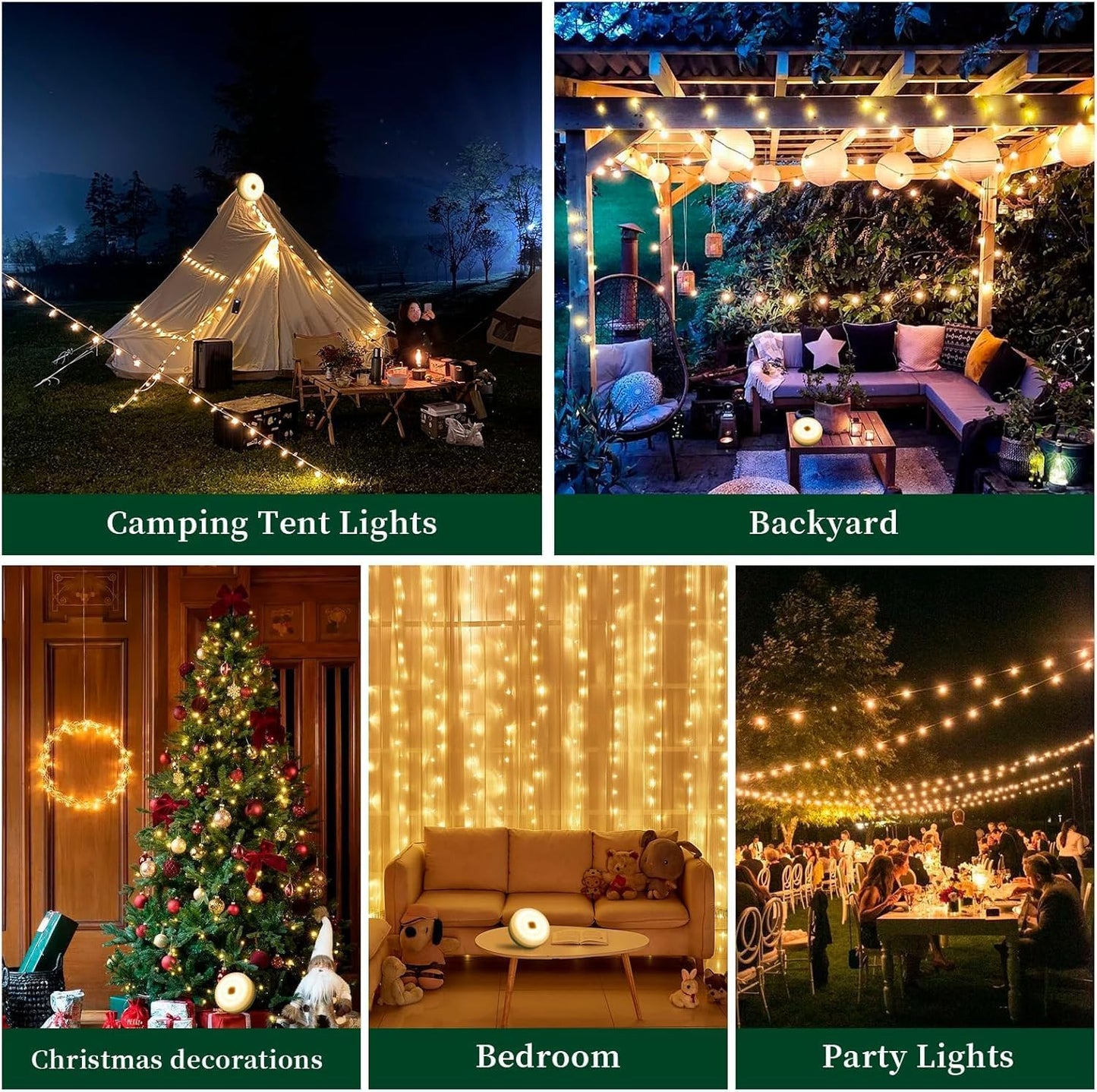 Ultimate Camping String Lights – 33FT Waterproof 100LED Tent Lights with Remote Control & Long-Lasting Rechargeable Battery