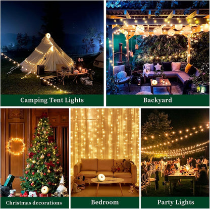 Ultimate Camping String Lights – 33FT Waterproof 100LED Tent Lights with Remote Control & Long-Lasting Rechargeable Battery