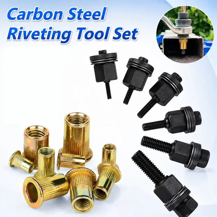 Rivet Gun Head & Nutsert Cap Set | Heavy-Duty Steel Fastening Tool | Portable Kit for Automotive, Sheet Metal & Industrial Use