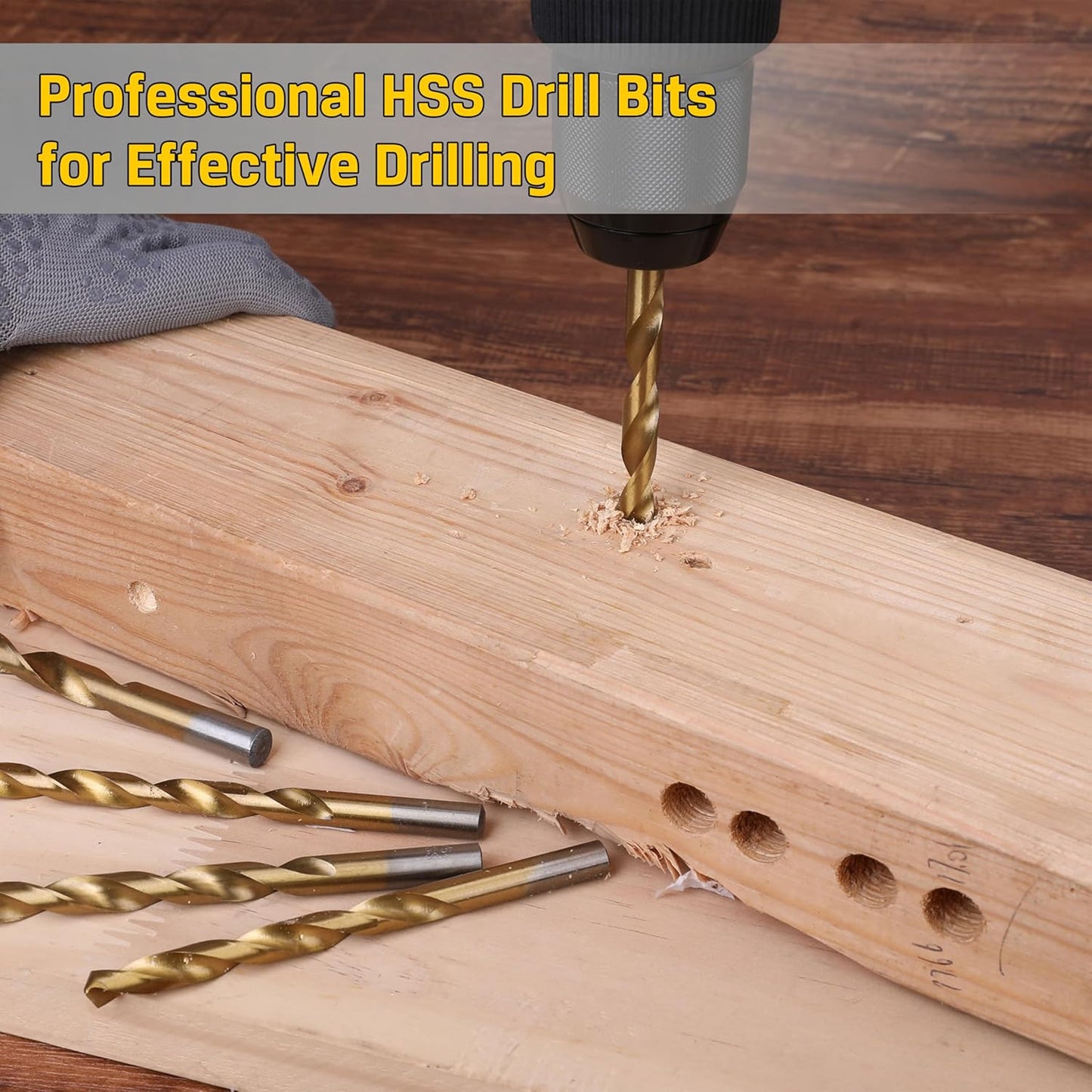 99-Piece Titanium Coated Drill Bit Set – Professional HSS Drill Bits for Wood, Metal, Plastic & DIY Projects