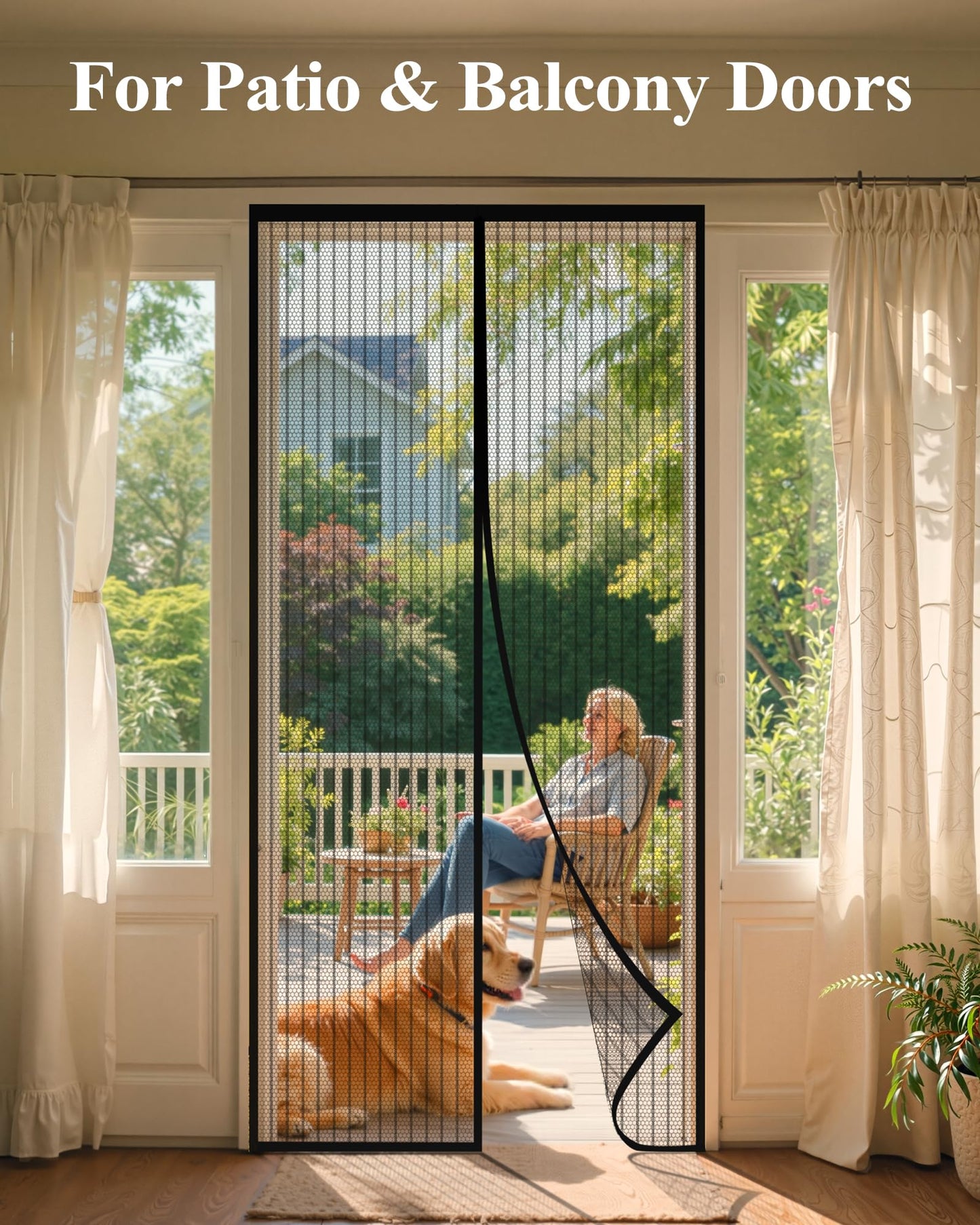 Heavy-Duty Magnetic Screen Door – Auto-Sealing Mesh Curtain with 52 Strong Magnets for Sliding & Patio Doors