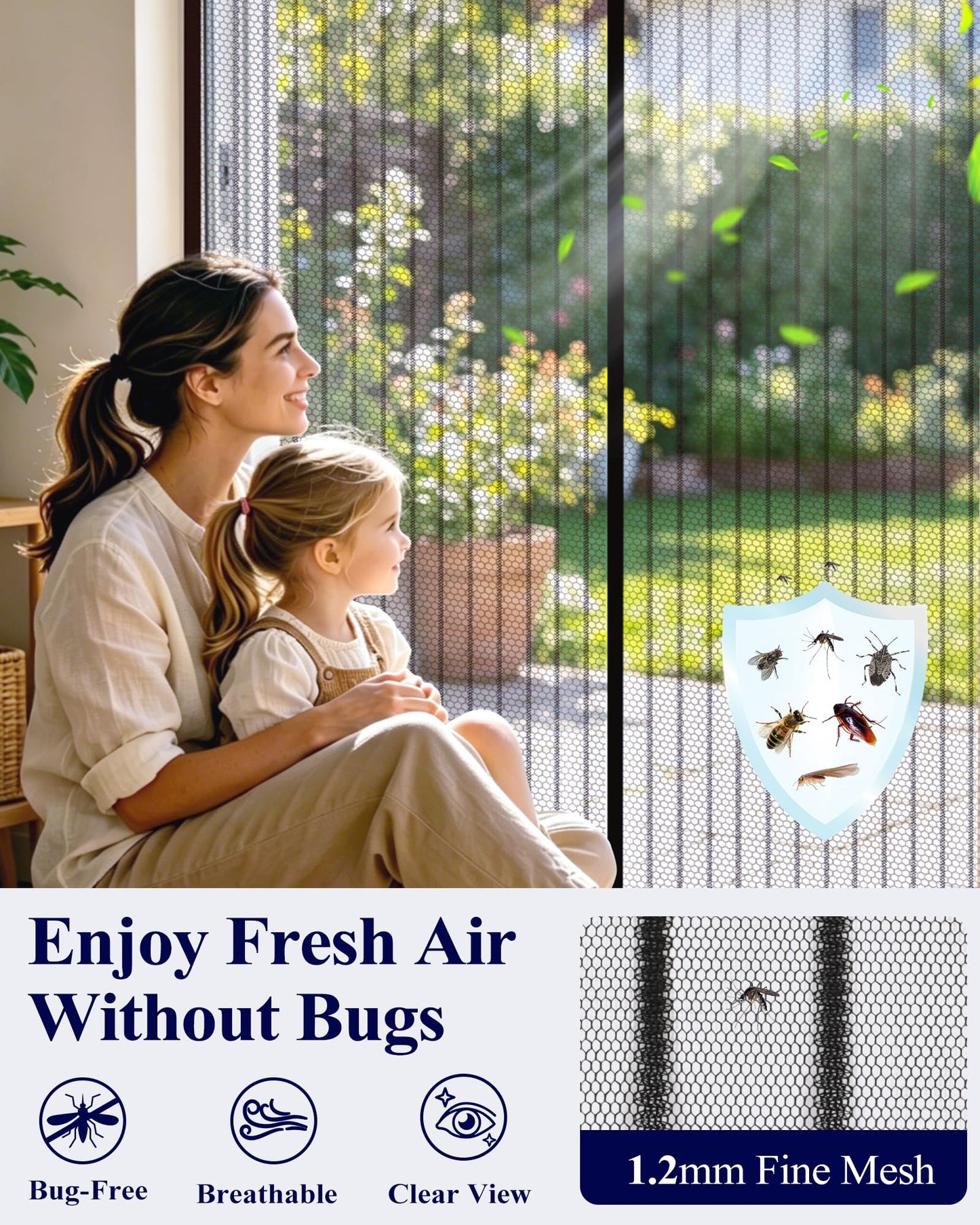 Heavy-Duty Magnetic Screen Door – Auto-Sealing Mesh Curtain with 52 Strong Magnets for Sliding & Patio Doors