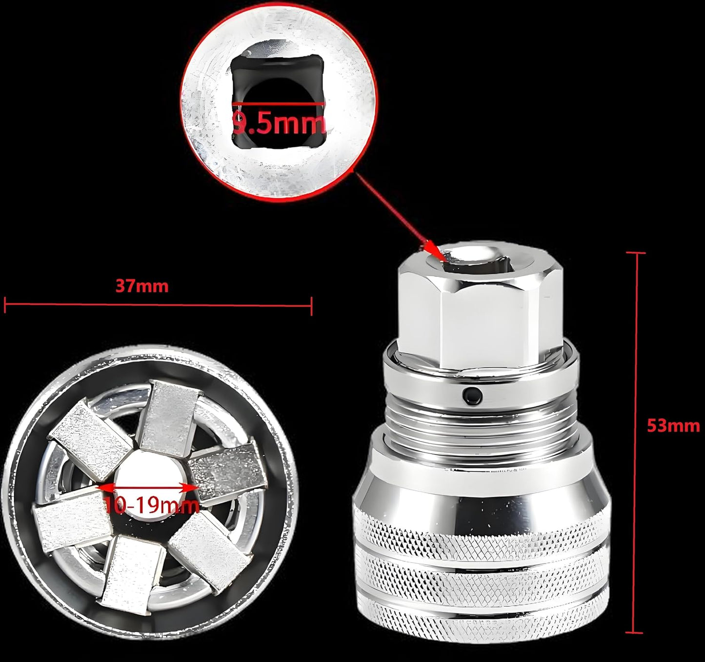 Upgraded Universal Socket Adapter – Multifunction Adjustable Socket Wrench Tool for 3/8" Drive Ratchets & Electric Drills