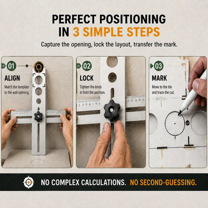 Stainless Steel Tile Positioning Ruler – Adjustable Drill Guide & Measuring Tool for Ceramic, Marble & Wall Tile