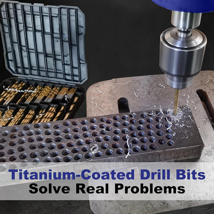 99-Piece Titanium Coated Drill Bit Set – Professional HSS Drill Bits for Wood, Metal, Plastic & DIY Projects