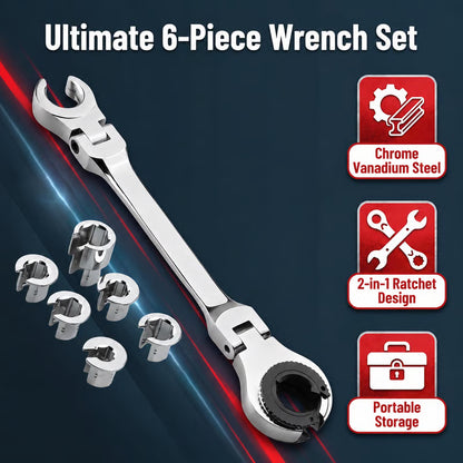 🔥HOT SALE🔥🔧 7-in-1 Ratcheting Flare Nut Wrench Set | 8-14mm Metric Line Wrench