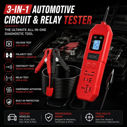 🔧 3-in-1 Automotive Power Circuit Probe & Relay Tester – 12V/24V Electrical Diagnostic Tool | Buy 2 Get Free Shipping 🚚