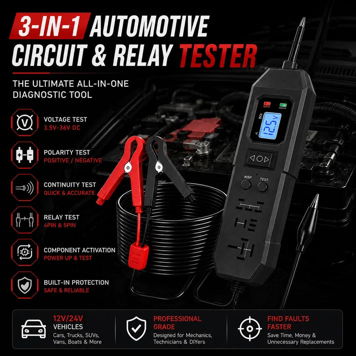 🔧 3-in-1 Automotive Power Circuit Probe & Relay Tester – 12V/24V Electrical Diagnostic Tool | Buy 2 Get Free Shipping 🚚
